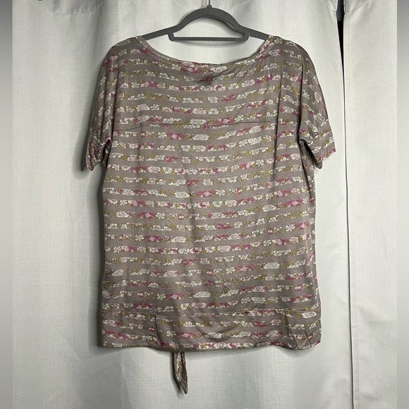 Deletta from Anthropologie Floral Striped Side Tie Top Small - Picture 3 of 8